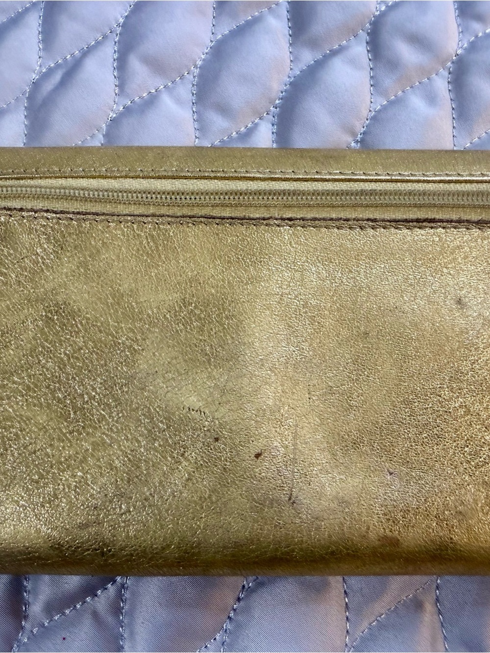 Metallic Gold Phone Wallet Case with Embossed Monogram Detail - Picture 15 of 16